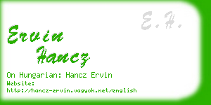 ervin hancz business card